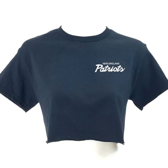 NEW ENGLAND PATRIOTS Double Script Retro Logo Cropped Crop Top Football Tee y2k - Picture 1 of 6